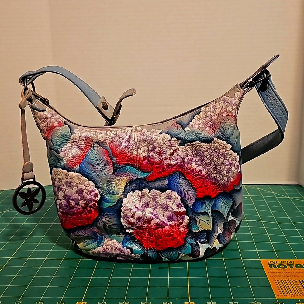 Anuschka hand painted leather purse with matching wallet
